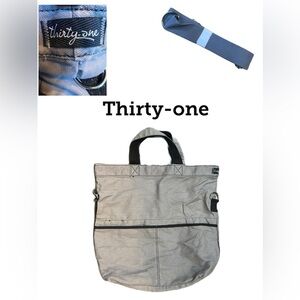 Thirty-One Gray tote with Crossbody strap